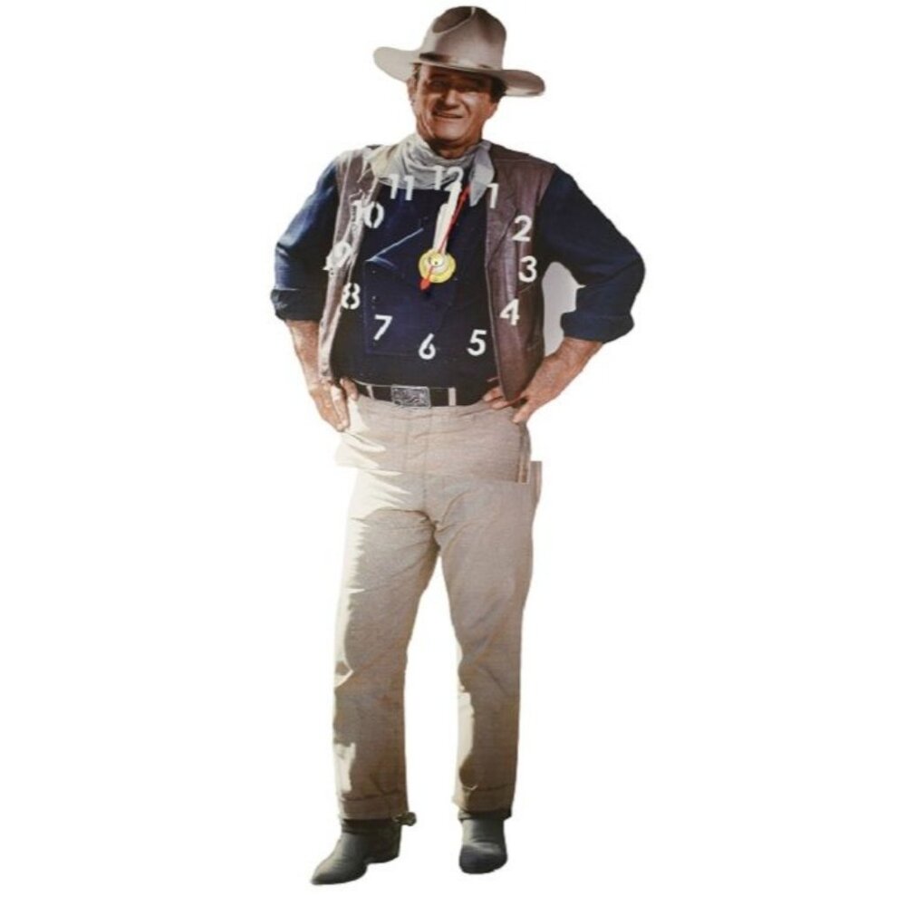 New John Wayne Swinging Legs Wall Clock NIB Home Wall Decor Photo Pic Western